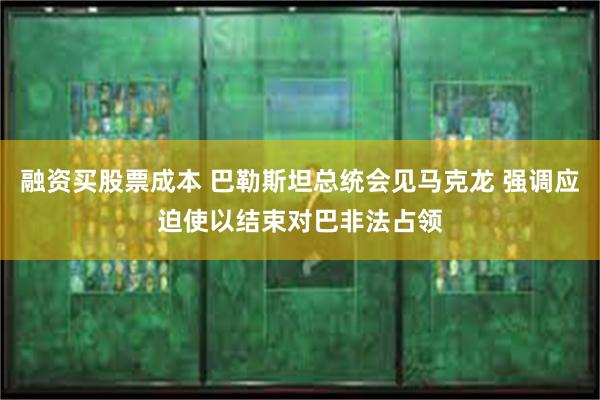 融资买股票成本 巴勒斯坦总统会见马克龙 强调应迫使以结束对巴非法占领