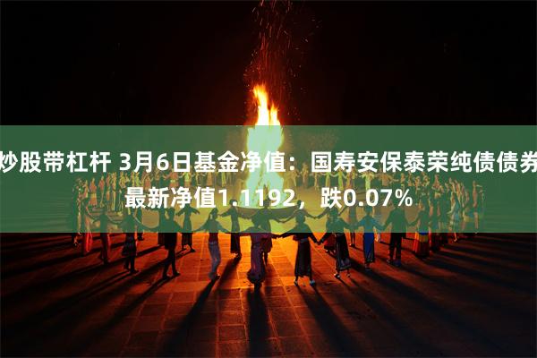 炒股带杠杆 3月6日基金净值：国寿安保泰荣纯债债券最新净值1.1192，跌0.07%